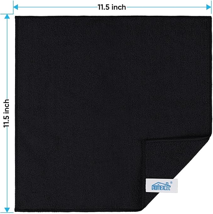 Black Microfiber Cleaning Cloth, 24 Pack Cleaning Towels for Kitchen, Lint Free, Scratch-Free, Highly Absorbent, and Reusable Cleaning Rags for House, Window and Glass, Cars, 11.5 X11.5 inch