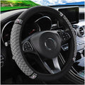 Bling Car Steering Wheel Cover, 15 Inch Rhinestones Soft Leather Elastic Steering Wheel Protector, Sparkly Crystal Diamond for Women Girls (Gray)