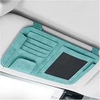 Car Sun Visor Organizer, Multi-Pocket Vehicle Sun Visor Storage Pouch with Sunglasses Clip, Auto Interior Sunshade Eyeglasses Card Holder Organizers, Universal for SUV Sedan Truck (Blue)