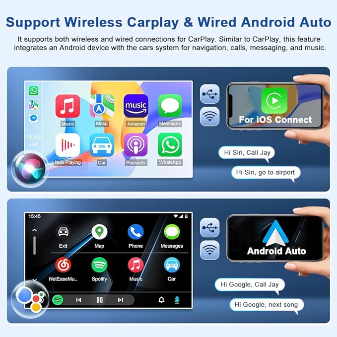 2G+64G Car Stereo Upgrade for Chevy Express 1500 2500 2003-2006 with Wireless CarPlay Android Auto, 7" HD Touch Screen Android 14 Double Din Car Radio Support Bluetooth GPS Navi WiFi FM RDS SWC Camera