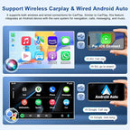 2G+64G Car Stereo Upgrade for Chevy Express 1500 2500 2003-2006 with Wireless CarPlay Android Auto, 7" HD Touch Screen Android 14 Double Din Car Radio Support Bluetooth GPS Navi WiFi FM RDS SWC Camera