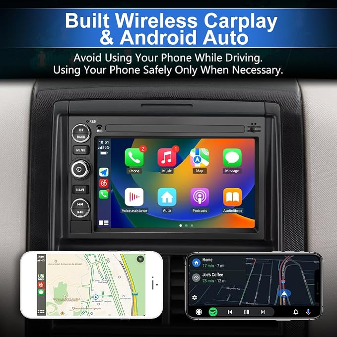 Android 13 Car Radio Compatible for Ford F150 F250 F350 Fusion Edge Explorer Taurus Freestar, Car Stereo Audio with Wireless CarPlay/Android Auto SWC GPS WiFi Bluetooth FM RDS DSP