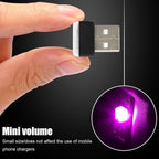 Car Interior Atmosphere Lamp, Plug-In USB Interface LED Vehicle Ambient Lighting Kit, Portable Mini Automotive Night Light Decoration Accessories, Universal for SUV, Sedan, Truck (Pink/Purple)