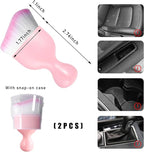 2PCS Car Interior Dust Brush, Soft Scratch Free Auto Detailing Brushes, Universal Vehicle Interior Cleaning Tool for Automotive Dashboard, Air Vents, Leather (Pink & Pink)