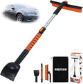 3 in 1 Silicone Snow Brush with Ice Scrapers, 39.37" Extendable Window Ice Removal with Squeegee for Windshield, 360° Pivoting Brush Head Cleaner Tool for Car, Truck, SUV