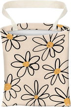 Car Trash Can, Cute Car Trash Bag, Hanging Car Organizer and Storage Bag, Trash Bin for Car Accessories, Vehicle, Travelling, Camping Cute Beige Daisy