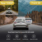 Front 2K+Rear 1080P Dash Cam for 2019-2025 Lexus ES350 ES300h ES250 F Sport, OEM Look, Dual 1440P+1080P HD Video, WiFi & APP, Loop Recording, G-Sensor, Easy to Set, 64GB Card