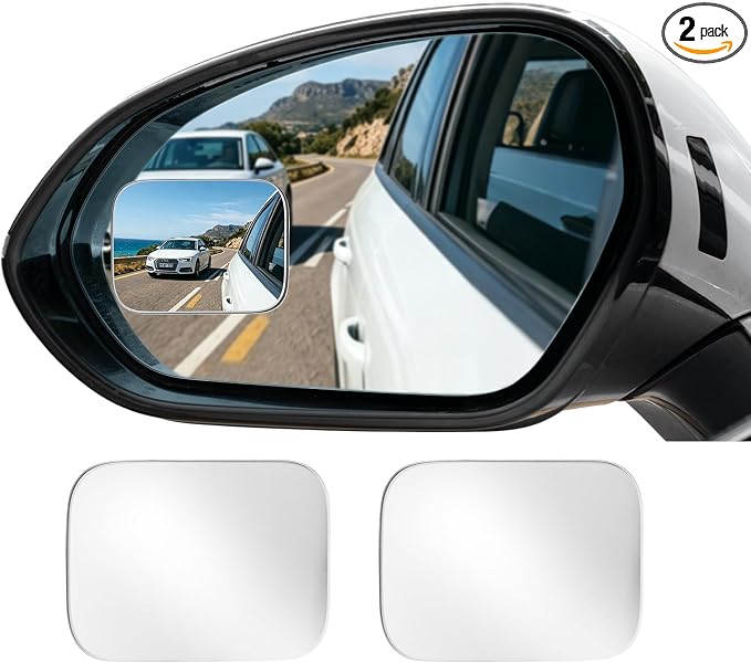 Blind Spot Mirror, 2Pcs Adjustable Car Auxiliary Wide Angle Convex Mirror, Universal Stick on Side Mirror for Cars SUVs Trucks, Enhance Driving Safety (Rectangle)