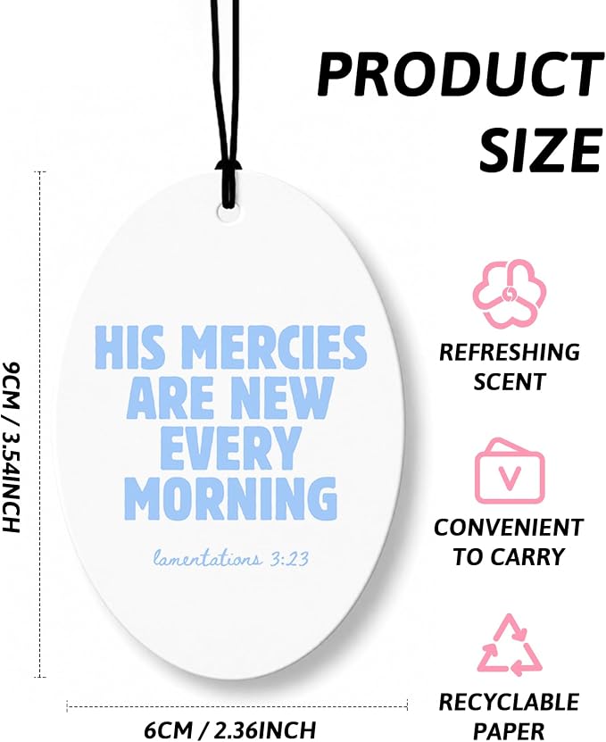 Blue Christian Car Air Freshener 8 Pcs, Coquette Blue Bow Floral Religious Hanging Air Freshener Oval for Girls Dorm Bedroom Apartment, Girly Christian Car Accessories Mirror Decor for Women