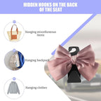 2PCS Car Seat Headrest Hook, Cute Bow Stylish Seat Back Purse Handbag Hanger Organizer, Multi-Purpose Auto Backseat Storage Hook Holder for Umbrella Coat Bag, Universal Fit (Pink)
