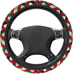 Christmas Red Plaid Dog Paw Prints Steering Wheel Cover Car Accessories Cute for Women Girls Girly Universal 15 Inch Neoprene Auto Interior Decor Anti Slip Car Truck Protector