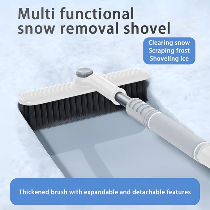 Mandark Car Windshield Snow Brush and Ice Scraper, Detachable Extendable Vehicle Snow Removal Tool with Ergonomic Foam Grip, Auto Window Scraper Accessories, Universal for SUV, Truck, RV (White)