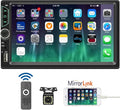 7inch Car Stereo Double Din Radio Touchscreen with Backup Camera Multimedia Car Audio Support Mirror Link, Bluetooth Caller ID, FM/MP3/MP4/USB/Subwoofer,Aux Input Car Audio Receivers