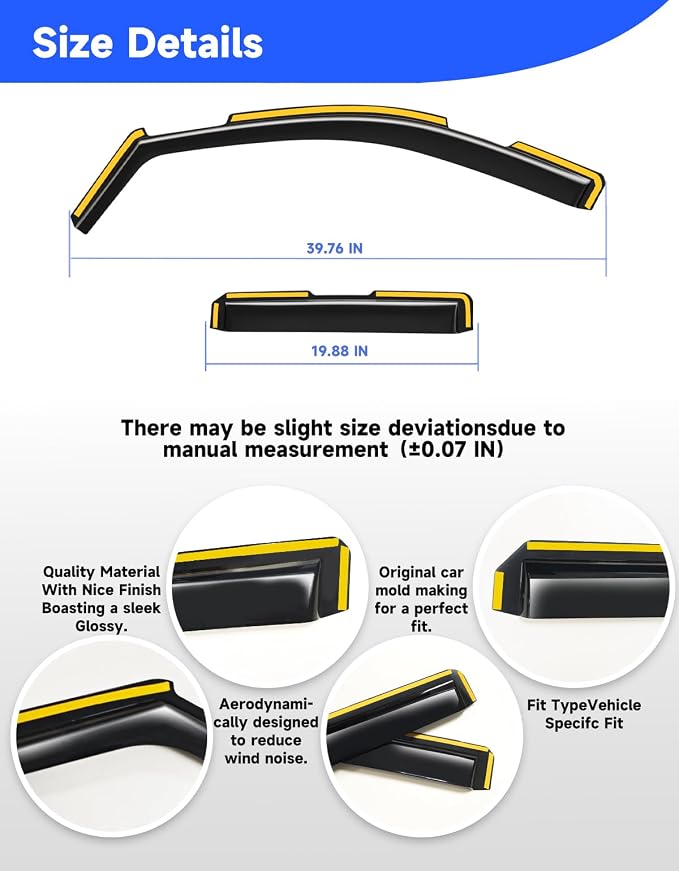 in-Channel Rain Guards Fit for Truck 2019-2026 Chevy Silverado 1500/GMC Sierra 1500 Double Cab, Window Rain Guards Visors Vent Visors Window Deflector Vent Shades Car Accessories -4 pcs