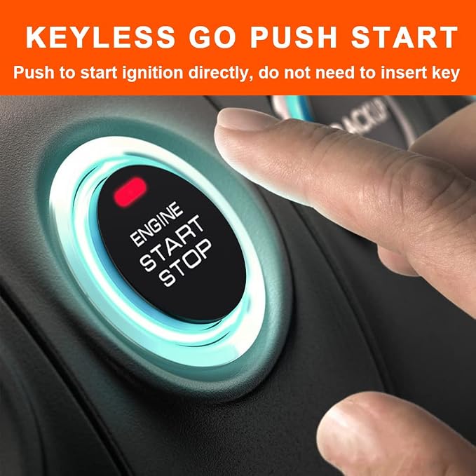 Car Alarm System with Remote Starter and Engine Start Stop Push Button (Without Siren (Connect to car Horn))