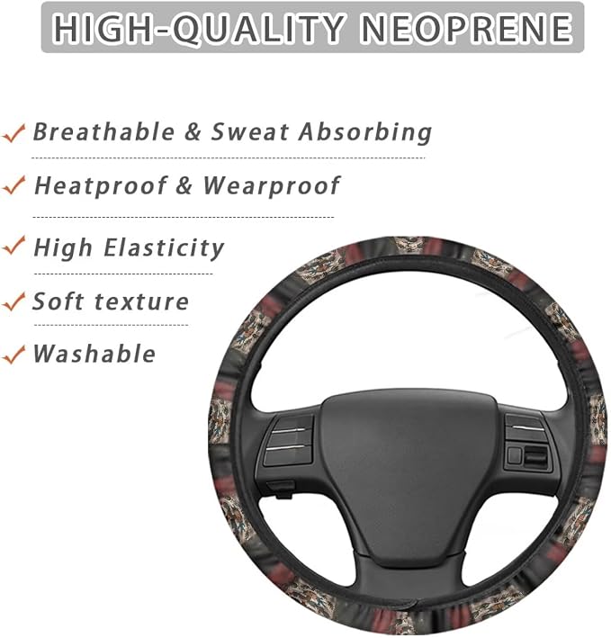 Mexican Flag Steering Wheel Protection Stretch-on Easy Install | Women Men Car Interior Accessories, Universal 15 Inch Fit Auto, Suvs, Truck