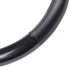 Carbon Fiber Steering Wheel Cover White Vinyl with Fiber Accent - Black Carbon, 14.5-15 inch