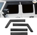 Outside Mount Rain Guards Compatible with 2018-2026 Wrangler JL JLU & Gladiator JT 4-Door, Side Window Deflectors Low-Profile Smoke Matte Style Window Vent Visors, 4 Pieces