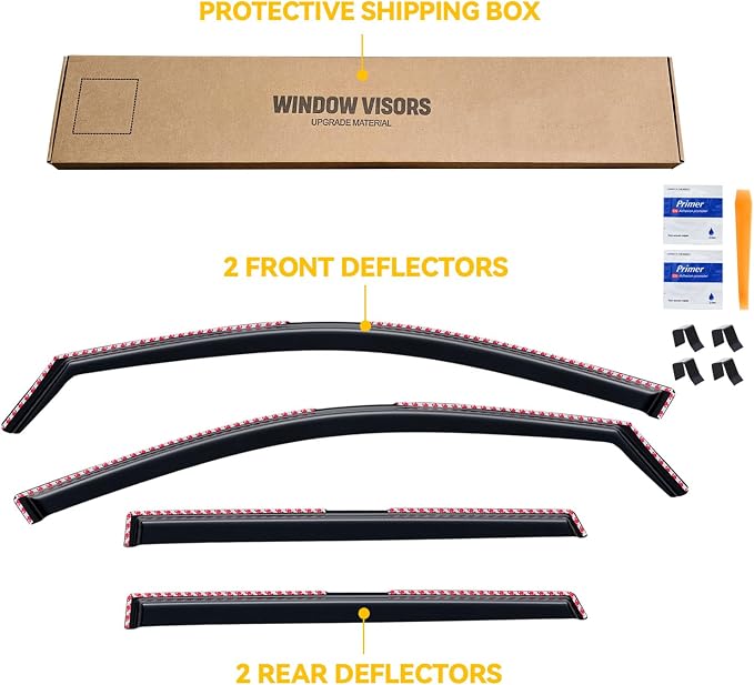 in-Channel Rain Guards for Volkswagen(VW) Taos 2022-2026, Window Visor Shields Vent Deflector Shade Wind Dark Smoke 2023 2024 2025 22 23 24 25 26, Tape-On Inside-Mount, 4PCS