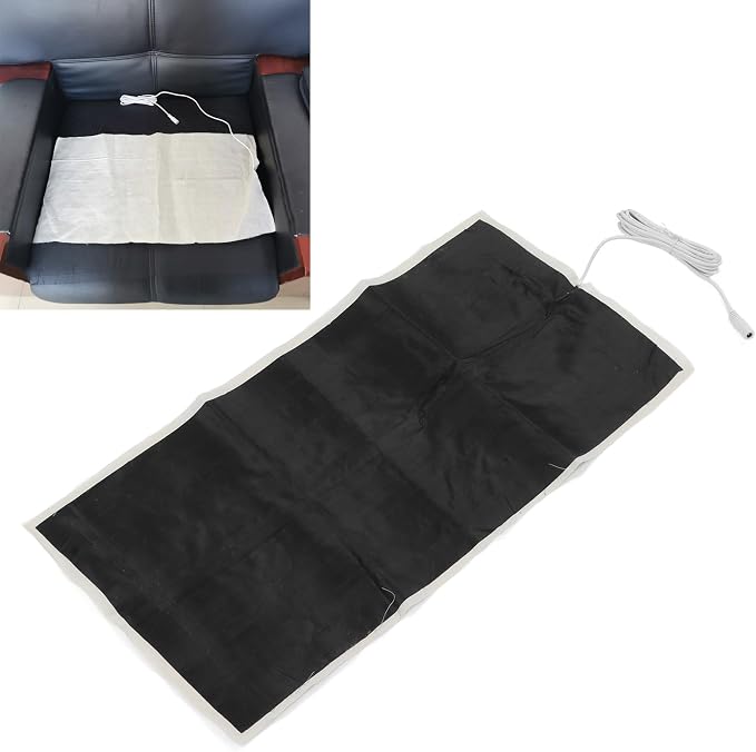 Electric Heating Pad, 60x30cm Electric Heat Cushion with 5521 Female Connector, DC 12V 30W Seat Heating for Home Sleeping Back Neck Shoulder Polyester, Cotton