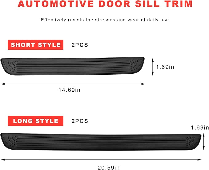 4 PCS Car Door Sill Protector, Anti-Scratch Automotive Threshold Protective Strip, Waterproof Door Edge Guards Step Shield Cover for Sedans Trucks SUVs, Car Accessories (Black)
