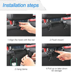 4PCS Car Seat Headrest Hooks, Auto Back Seat Hanger Holder, Durable Stylish Vehicle Organizer Universal Car Accessories, Storage Hooks for Purses, Bags, Clothes, Coats (Carbon Fiber/Black Flag)