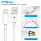 Car Apple Carplay Cable，USB A to Lightning Cable 3FT Compatible with iPhone 14 13 12 11 Pro Max XR XS X Charger Cord，Car Charging Cord