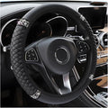 Bling Car Steering Wheel Cover, 15 Inch Rhinestones Soft Leather Elastic Steering Wheel Protector, Sparkly Crystal Diamond for Women Girls, Car Interior Accessories for Most Cars (Black)