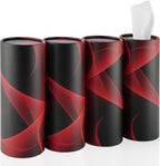 Car Tissue Holder, 4 Pack Car Cup Holder Facial Tissues with Travel Tissue Bag, Quick and Convenient Flower Combination Car Tissue Box(4 Canisters/200 Tissues) Black - Red