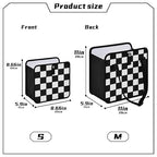 Car Trash Can Car Organizer Car Garbage Can with Adjustable Strap for Back Front Seat Console Waterproof Leakproof Collapsible Portable 8.66 Inch Checkerboard