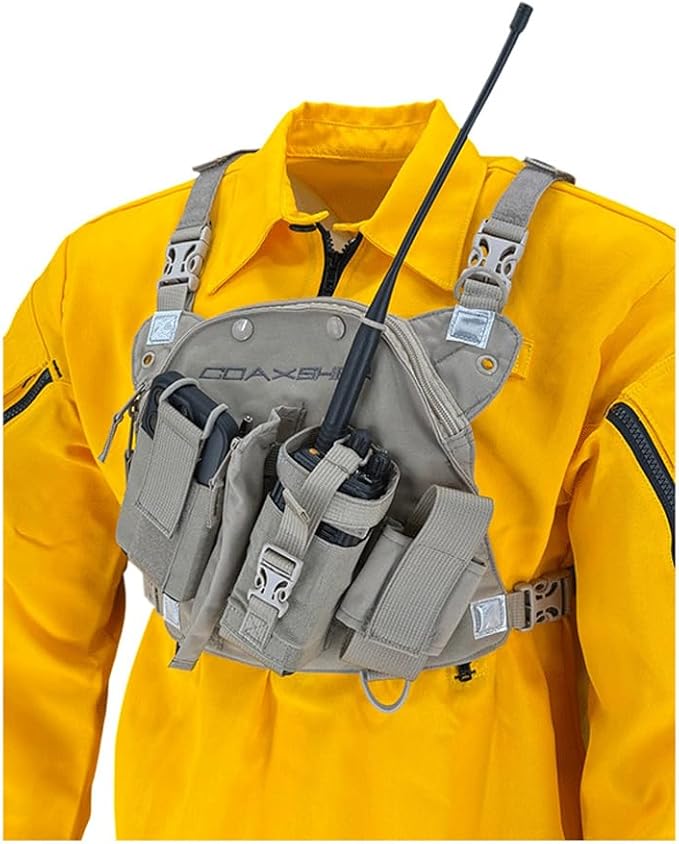 RCP-1 Pro Radio Chest Harness for 2 Way Radio & Electronics | Search and Rescue, Ski Patrol, Emergency Response - Desert Tan