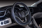 Large Size Steering Wheel Cover Anti-Slip,Safety,Soft,Breathable,Durable,Full Surround,Comfortable Grip Microfiber Leather (15.5-16 inch, Black White)
