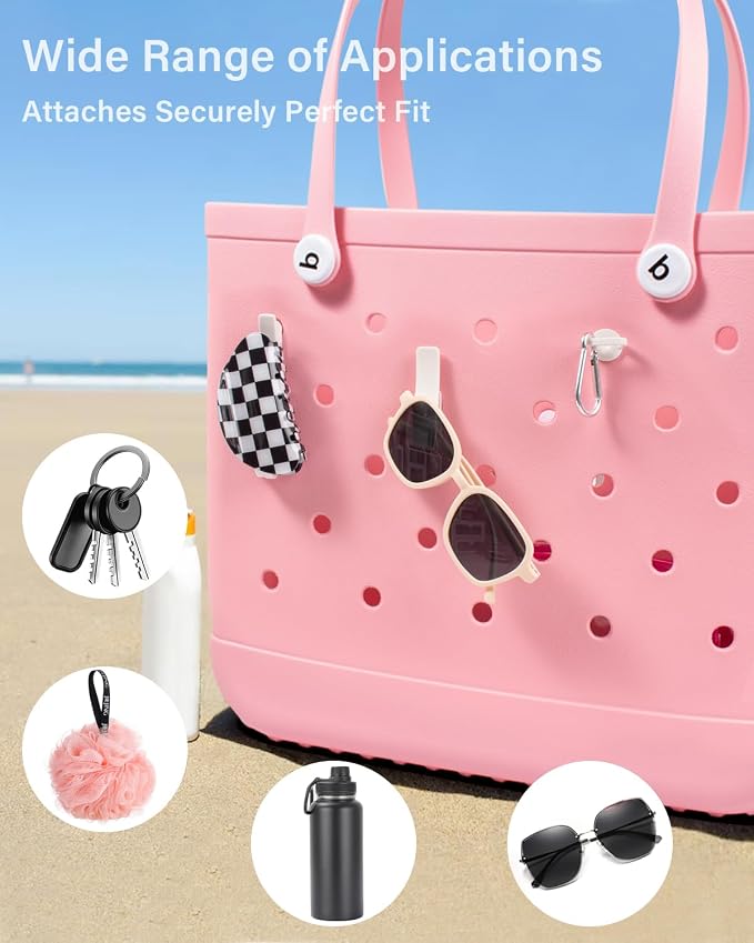 4 Pack Clear Bogg Beach Makup Bag Accessories with 3 Pack Insert Hooks for Bogg Bags, Clear Bogg Makeup Pouches Phone Holder for Bogg Bags Divider Storage Inner Compatible Pouch Travel Cosmetic Bag