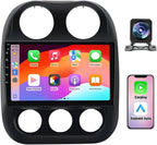 4Core 64GB ROM Car Radio Stereo for Jeep Compass Patriot 2010-2016 10 inch Touch Screen with CarPlay Android Auto Bluetooth 5GWiFi GPS AHD Backup Camera