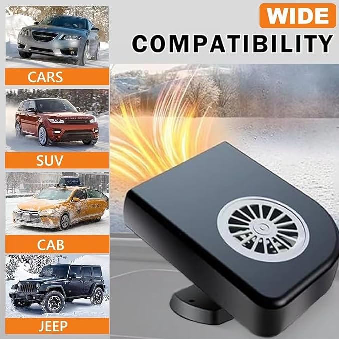 Portable Car Heater Fan, Car Defroster Defogger Heater, 12V 150W 2 in 1 Heating and Cooling Car Heater Defroster Anti-Fog, 360 °Rotatable Windshield Demister Defroster Plug in Cigarette Lighter