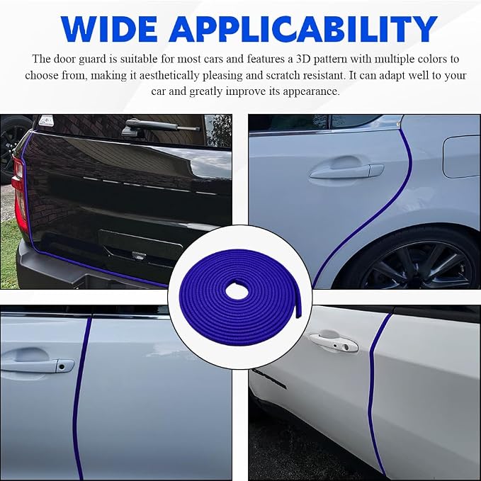 16.4Ft(5M) Car Door Edge Guards, Car Door Protector, U Shape Edge Trim Rubber Anti-Collision Seal Protector, No Glue Required Auto Entry Guard Seal Strips Fit for Trucks SUVs Sedans (Blue)
