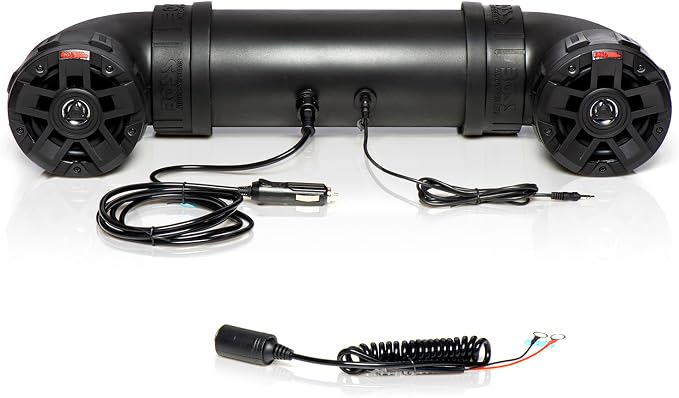 UTV4B ATV UTV Weatherproof Sound System - 4 Inch Speakers, 1 Inch Tweeters, Built-in Amplifier, Built-in Bluetooth, Easy Installation for 12 Volt Vehicles