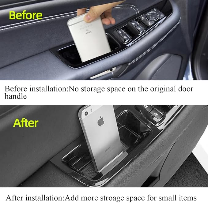 Front Row Door Side Storage Box Compatible with Ford Edge 2015-2025 Armrest Phone Container Door Organizer Handle Pocket ABS Tray Insert Glove Pallet