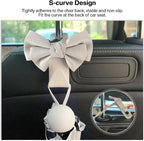 2 Pack Car Seat Headrest Hook, Auto Seat Hook Hangers Storage Organizer Interior Accessories for Handbag Clothes Coats Grocery Bags (White leather)