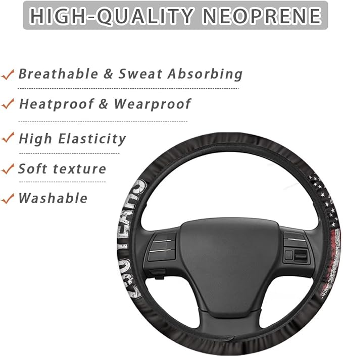 Auto Steering Wheel Covers Comfort Anti-Slip Safety Stretch-on 14-15 inch, American 250 Years Print Easy Fix Machine Washable Steering Wheel Protection