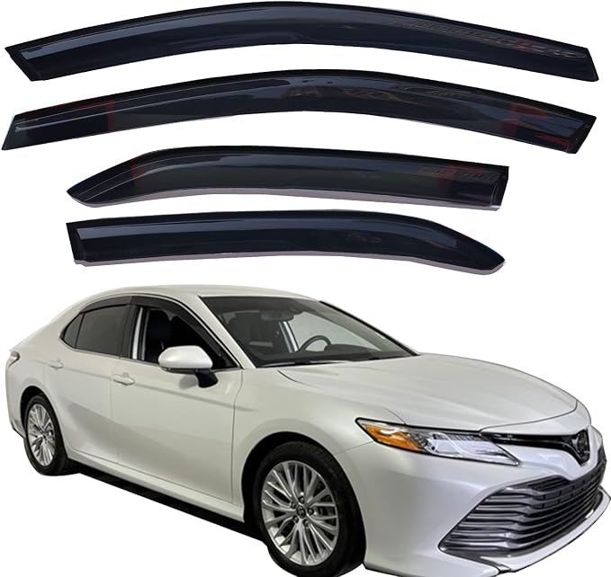 Side Window Visors rain Guards Vent Deflectors for 2018 2019 2020 2021 2022 2023 2024 Toyota Camry, Smoke Tinted 4pcs