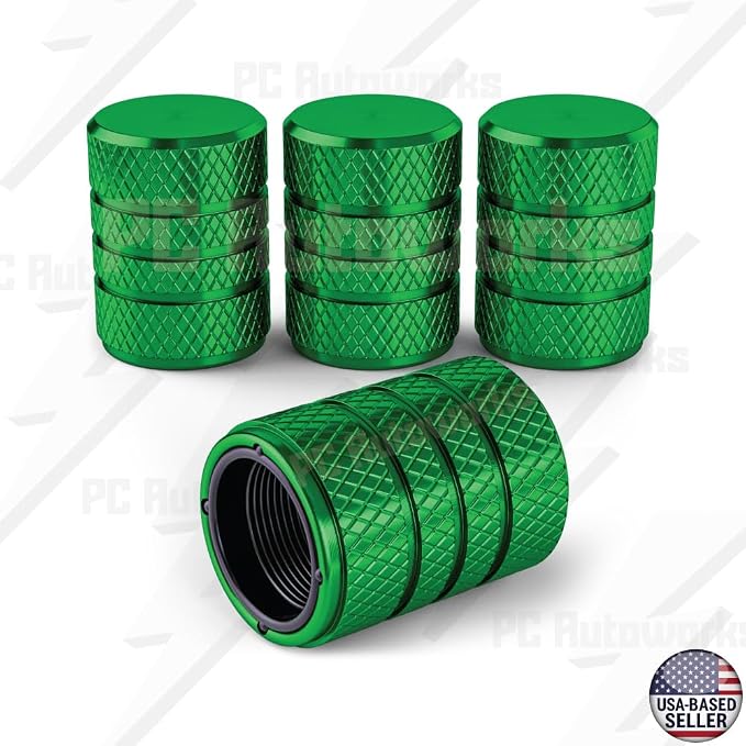 Aluminum Tire Valve Stem Caps – Anti-Rust, Premium Anodized Aluminum, Corrosion-Resistant, Easy Install, Universal Fit for Car, Truck, Bike, SUV – 1 Pack/Set of 4 (Lime Green)