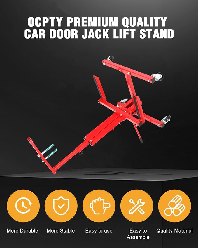 Car Door Hydraulic Lift, Remover Jack Stands Lift Hoist Hydraulic Car Back Door Hydraulic Lift Mobile Rolling Door Bumper Jack Stand Dolly kit - Red