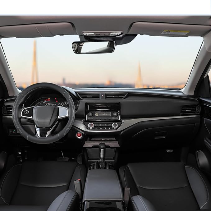 Microfiber Leather Steering Wheel Cover for Honda Accord,Civic,CR-V,HR-V,Pilot(Black+Gray Line-Standard Size)
