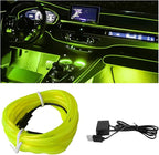 EL Wire Interior LED Strip Lights, 10FT USB Auto Neon Light With Sewing Edge, Electroluminescent Ambient Lighting Kit, Fuse Protection, Car Decoration Accessories (Ice Green)