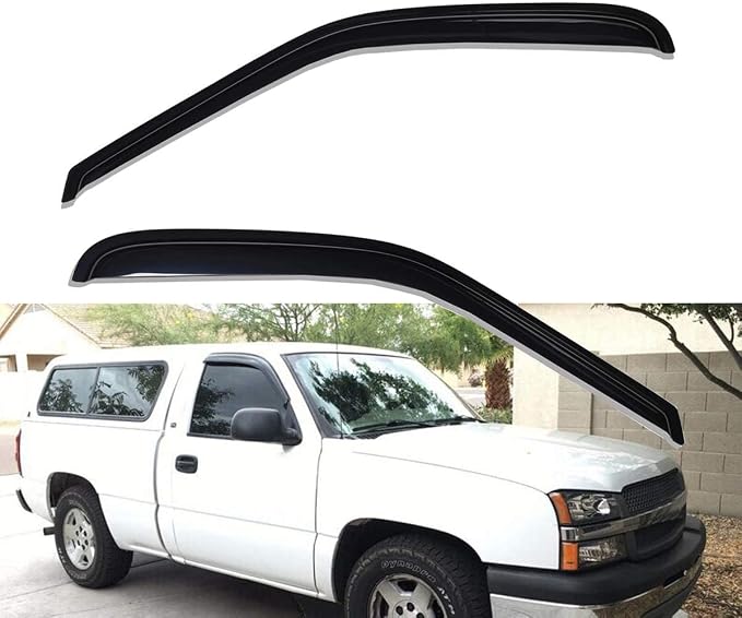 Extra Durable Outside-Mount Vent Window Visor, Fit 1999-2006 Chevrolet Silverado & GMC Sierra 1500/1500 HD/2500/2500 HD/3500, 2007 Classic Model, Regular/Extended/Crew Cab, Smoke, 2Pcs