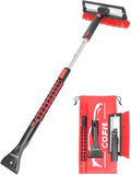 Car Snow Brush with Ice Scraper and Squeegee 3 in 1, 39" Extendable Cleaning Kit Long Handle, Windshield Snow Removal Tool Scratch Free for SUV Truck RV Window Roof Exterior Wash Supplies, Red