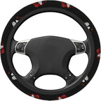Elastic Butterfly Car Steering Wheel Cover Protector Upgrade Thicken,Red Flower Black,Anti Slip Stretchy Soft Car Interior Decor for Diverse Cars Truck SUV for Men Women Universal 15 Inch