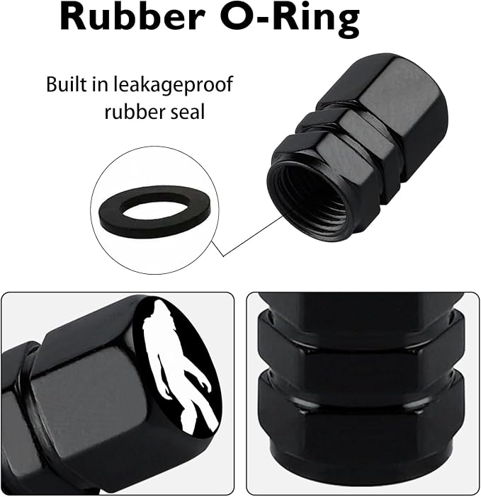 4Pack Compatible with Bigfoot Tire Valve Caps Universal Tire Air Cap | Aluminum Alloy Rust-Proof Valve Stem Caps, for Auto SUV Truck Motorcycle Bicycle, Gifts for Women Men Drivers