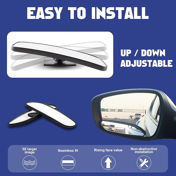 x Blind Spot Mirror, 5'' Framed Rhombus HD Glass Convex Adjustable Wide Angle Rear View Mirror,Universal For Car SUVs Truck Motorcycle (2pcs)